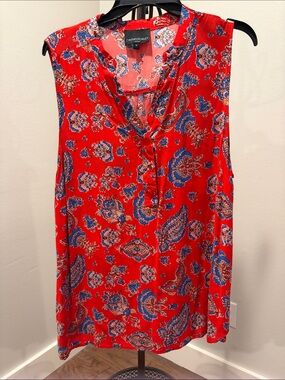 Cynthia Rowley Red Paisley V-Neck Sleeveless Camisole